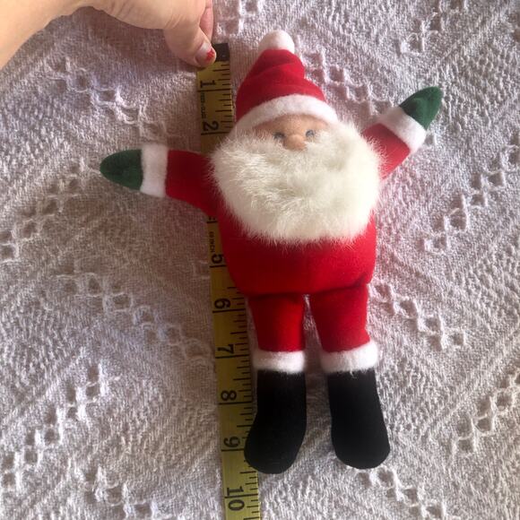 Vintage 1986 Hallmark Christmas Santa Plush Shelf Sitter Flocked Face & Beard 9" - Picture 3 of 7